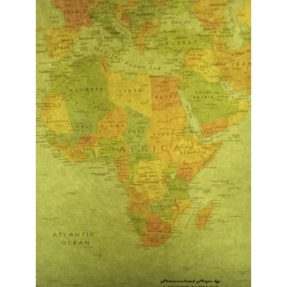 Laminated Rand McNally Modern World Map Genuine Black Wood Frame 33"wx22h - Picture 7 of 12